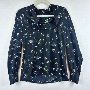 Banana Republic Cowl Neck Blouse Womens Size M Dark Floral Office Career